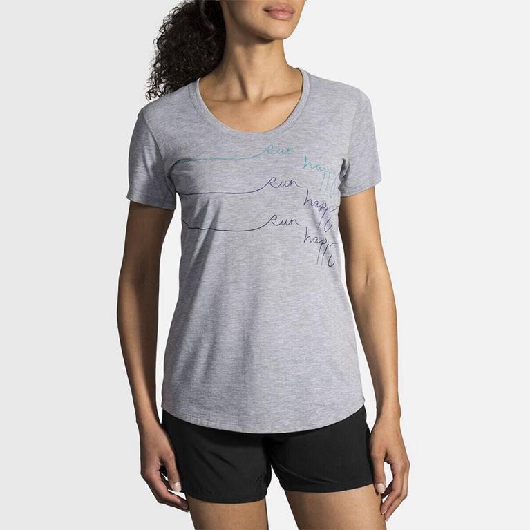 Brooks Distance Graphic Israel - Women's Running Tank Top - Grey (67158-SIMF)